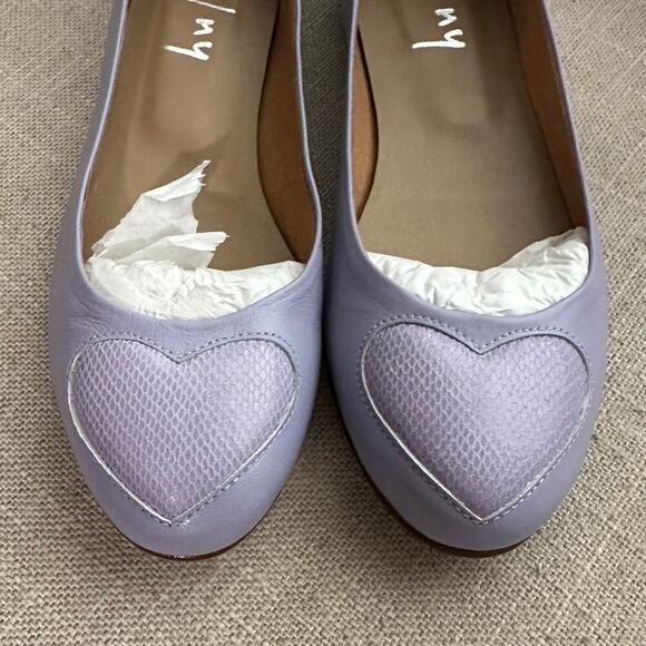 FS/NY Light Purple Leather Women's 7.5 Ballet Slip On Puff Heart Flats Round Toe - Picture 3 of 11